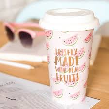 Taza De Viaje De Porcelana Pasteque Taza De Viaje Tazas Personalizadas Tazas Bonitas