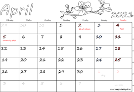 Januar 2021 und endet am freitag, den 31.dezember 2021. Almanacka April 2021 Skriva Ut Gratis Utskrivbara Pdf