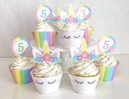 We had a fun unicorn extravaganza party to celebrate her day with family and friends. Printable Girl Unicorn Horn Cupcake Toppers And Wrappers Etsy In 2021 Rainbow Unicorn Birthday Rainbow Unicorn Birthday Party Unicorn Cupcakes Toppers
