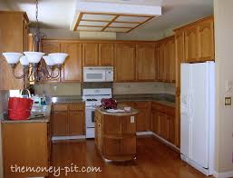 kitchen island: staining oak cabinets