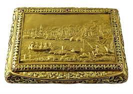 Antique 3 Color Solid Gold Snuff Box With Gold Plaque Geneve Bautte Et Moynier Mm Schatulle Etui Antike