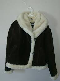 Vintage Express Leather Coat Jacket Faux Fur Lined Suede Brown Parka Boho Winter Express Parka Leather Coat Jacket Faux Fur Jacket Brown Faux Fur Jacket