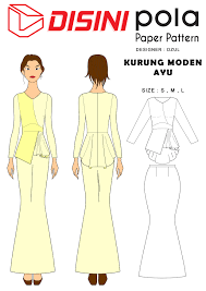Baju melayu terkini is made easily available at zalora which includes baju melayu johor. Pola Pakaian Baju Kurung Moden Ayu Sewing Pattern By Disini Designer Dzul Lazada