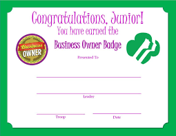 Junior Business Owner Badge Certificate Junior Girl Scout Badges Girl Scout Juniors Girl Scout Badges