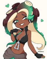 197558 - safe, artist:cremanata_art, marina (splatoon), animal humanoid,  fictional species, mollusk, octoling, octopus, humanoid, nintendo,  splatoon, 5 fingers, beauty mark, black gloves, bottomwear, breasts,  cephalopod, cleavage, clothes, crop top ...