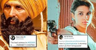 That's insulting to the picture! Karan Johar Announced Parineeti As Kesari S Lead Actress But Used Akshay S Pic Twitter Trolled Him Rvcj Media
