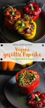 Gefullte Paprika Mit Reis Und Erbsen Ina Isst Gefullte Paprika Mit Reis Einfache Gerichte Rezepte