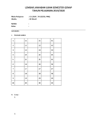 Check spelling or type a new query. Lembar Jawaban Soal Ujian