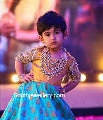 Layered Diamond Emerald Haram Kids Party Wear Dresses Kids Designer Dresses Indian Jewellery Design