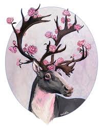 Reindeer Roses Reindeer Drawing Drawing Artwork Animal Art