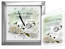 Flaschenetikett rosenhochzeit weinflasche hochzeit 10. Rosenhochzeit Geschenk Zum 10 Hochzeitstag Eckige Rosenhochzeitsuhr