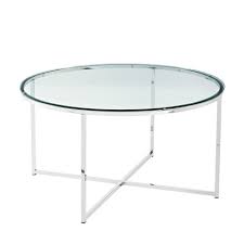 Leisuremod malibu modern round glass top coffee table with chrome baseby leisure mod. Vivian Glam X Leg Round Coffee Table Faux Marble Glass Chrome Saracina Home Target