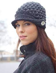 Download Free Pattern Details Canadiana Women S Peaked Cap Patons Yarn Crochet Hats Crochet Patterns Hats Women Crochet Hat Pattern