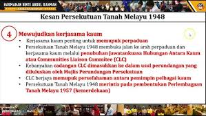 Perjanjian persekutuan tanah melayu telah ditandatangani pada 21 januari 1948 di king house dan diumumkan oleh kerajaan british. Ting 4 Bab 5 5 4 Kesan Penubuhan Persekutuan Tanah Melayu 1948 Youtube