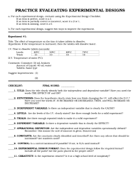 Write a question, hypothesis for each of the statements and identify the variables, control group and experimental group, and control variables. Practice Evaluating Experimental Designs Worksheet For 8th 11th Grade Lesson Planet