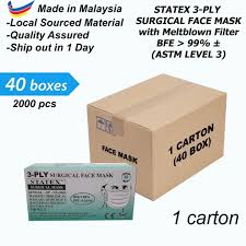 Maybe you would like to learn more about one of these? Statex 3 Ply 1 Carton 40 Box Made In Malaysia Surgical Medical Face Mask Disposable Non Woven Covid 19 Corona Virus Shopee Malaysia