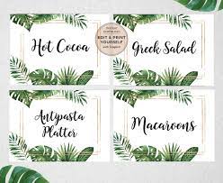Food Labels Tropical Food Labels Editable Food Labels Labels Editable Labels Instant Download Templett Pbp99 Food Labels Mom Osa Bar Sign Party Food Labels