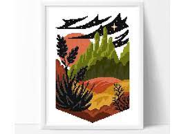 Some stitching supply sites offer free patterns. Landscape Nature Modern Cross Stitch Pattern Geometric Starry Night Galaxy Desert Cou Modern Cross Stitch Modern Cross Stitch Patterns Nature Cross Stitch