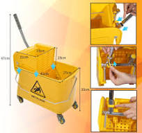22 Qt (5.5 Gallon) Mop Bucket with Wringer For Floor Cleaning, Handle, Wheels, 16.5" L x 10.6" W x 26.4" H, Yellow,Add One Loop-end String Mop