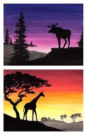 Animal Habitats In Silhouette Silhouette Art Sillouette Painting Animal Art Projects