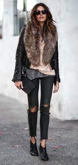 How To Wear A Faux Fur Stole Or Faux Fur Collar Coat In Winter Outfits Ideas Just The Design Fur Collar Leather Jacket Fur Collar Outfit Winter Outfits