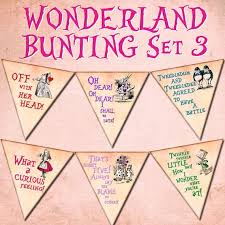Alice In Wonderland Decoration Bunting Digital Printable Etsy Alice In Wonderland Decorations Alice In Wonderland Birthday Alice Tea Party