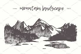 Mountain Landscape With Pine Forest Mountain Landscape Illustration Graphic Illustration