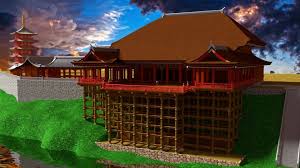 清水寺 創建時 想像 風のイメージで 塔は手持ちの五重塔で代用 清水寺 マイクラ 建築 建築設計図