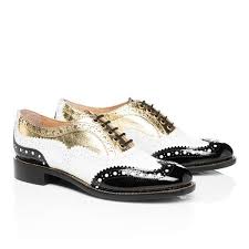 Black And White Wingtip Shoes Womens Mr Doubt Black White Gold Leather Women S Wingtip Brogue Oxford Zapatos Zapatero