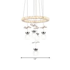 Clear Crystal Bubble Chandelier Modernity 3 5 Heads Pendant Light Kit In Chrome With Loop Design Takeluckhome Com