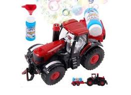 Bubble Farm Tractor Truck Toy Bump Go Blowing Carrying Trailer Battery Operate
