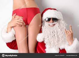Junge Weihnachtsmann Mit Sexy Nackte Frau Auf Weißem Hintergrund –  Stockfoto © NewAfrica 201806150