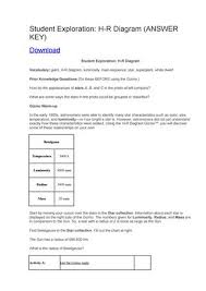 Student Exploration H R Diagram Answer Key By Dedfsf