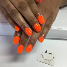 To create a perfectly rounded nail plate, use a brush. Square Short Orange Acrylic Nails Novocom Top