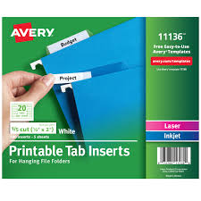 We created a free editable tab template that you can use to create your own using adobe acrobat or word. Avery Printable Tab Inserts For Hanging File Folders Print On Tab S 5 Tab S Set2 Tab Width White Tab S 1 Pack Tierney Office Products
