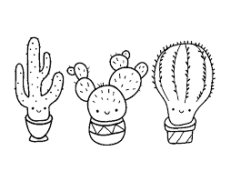 Kawaii funny characters cactus cactaceae coloring. 3 Mini Cactus Coloring Page Coloringcrew Com