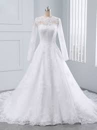 Lace A Line Wedding Dress With High Neck Long Sleeves Bridal Dress 11691 Long Sleeve Bridal Dresses High Neck Wedding Dress A Line Wedding Dress With Sleeves