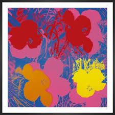 Andy warhol flowers print 1964. Flowers C 1964 Red Yellow Orange On Blue Art Print By Andy Warhol King Mcgaw