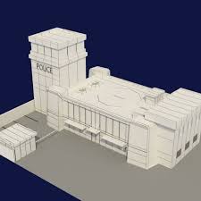 Low Poly Police Station Police Station Small Cars Low Poly