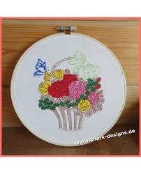 How to embroider flowers for beginners. Embroidery Design Flower Basket In 7 Sizes Flowers Butterfly Nature