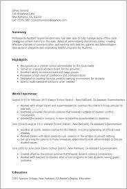 1 assistant superintendent resume