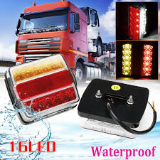 Rear 16 Led Submersible Trailer Tail Lights Lamp Boat Marker Truck Waterproof 12v Submersible Trailer Light Led Trailer Lights Truck Lights Submersible