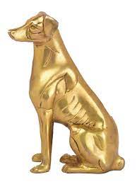 Kalarambh Bharat Haat Yellow Brass Dog Statue Handicraft Art 11 x 6 x 17 cm  - JioMart