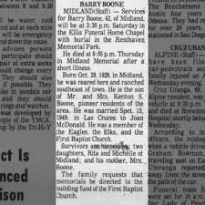 Obituary for Barry Boone (Aged 42)