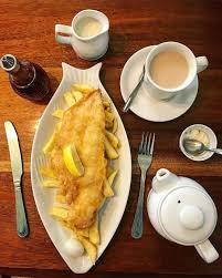 Haddock And Chips With Homemade Tartar Sauce Pickled Onion And Cup Of Tea From Oban Fish And Chips Rick Stein Says Food Homemade Tartar Sauce Pickled Onions