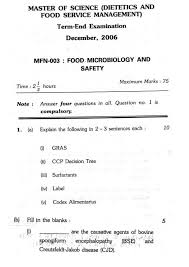 Ignou M Sc In Dietetics Food Microbiology And Safety Exam Old Question Papers 2020 2021 Studychacha