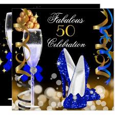 Fabulous 50 Royal Blue Black Gold Birthday Party Invitation Zazzle Com Gold Birthday Party Gold Birthday Birthday Party Invitations