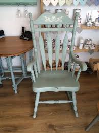Vintage Rocking Chair Painted In Frenchic Chalk And Mineral Paint In Mother Duck And Dark Waxe Painted Rocking Chairs Refinished Chairs Rocking Chair Makeover