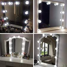 Coolmade Hollywood Style Led Vanity Mirror Lights Kit With 10 Dimmable Light Bulbs 2 Color Lighting Modes Lighting Fixture Strip For Makeup Vanity Table Set In In 2021 Diy Vanity Mirror