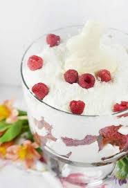 It doesn't have to stop at chocolate eggs! White Chocolate Raspberry Bunny Fluff Trifle Sprinkle Some Fun